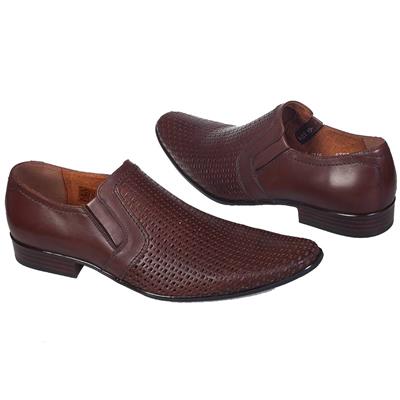 Коричневые мужские туфли с перфорацией C-1716 R4/192