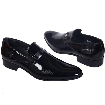 Черные мужские лаковые туфли без шнурков C-3273X5/09