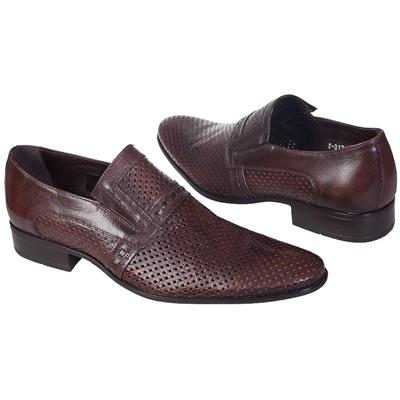 Модные мужские коричневые туфли с перфорацией C-3174X3-S4/64