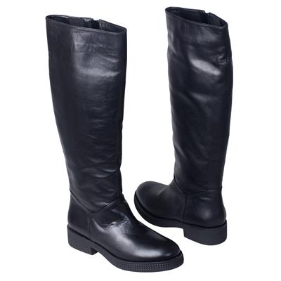 Черные женские кожаные сапоги евромех MC-1577/JUL/ITA NERO BAR+KOC