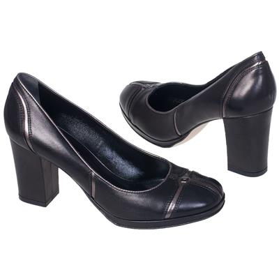 Женские туфли на толстом каблуке Lam-D00557 czarny+grafit