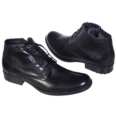 Черные мужские ботинки на натуральном меху Kw-2196-170-201-324