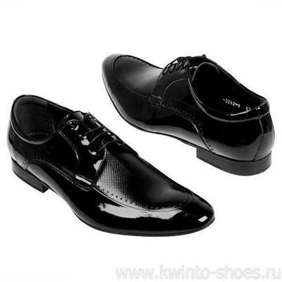 Черные мужские лаковые туфли на шнурках Lac-3242X5-9/09