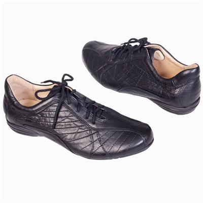 Черные кожаные женские кроссовки на шнурках Le-3430-1-1097 (OP)