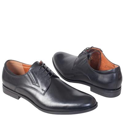 Однотонные кожаные мужские туфли на шнурках C-6845-0800-00S02 czarny