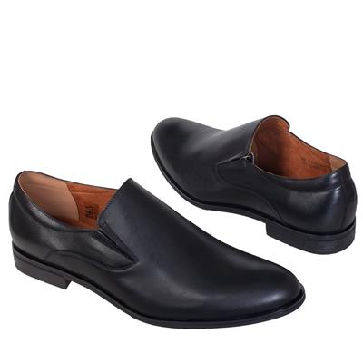 Черные мужские туфли из натуральной кожи без шнурков C-6878-0228-00S02 czarny
