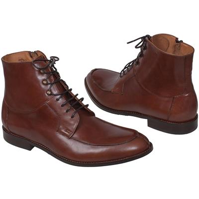 Модные мужские рыжие кожаные полуботинки на шнуровке C-6853-1232-00P28 braz
