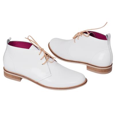 Модные белые кожаные женские ботинки на шурках EL-1369 QZ00M