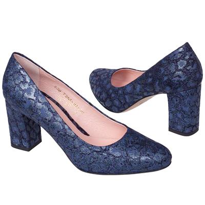 Модные женские синие туфли с рисунком на каблуке 7.5 см MC-7265/831/896 MIRAGE3