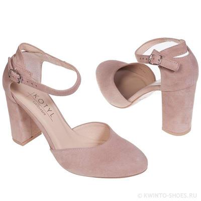 Розовые замшевые туфли на устойчивом каблуке 8 см Ko-5898 roz zams
