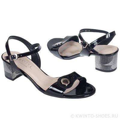 Модные женские черные лаковые босоножки KO-1177 czarny lakier