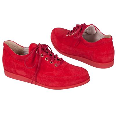 Женские замшевые красные кроссовки со шнурками OL-2105/955 red zam