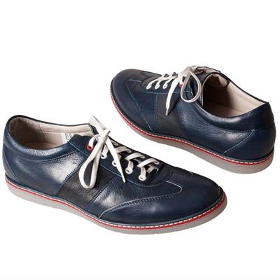 Модные мужские синие кроссовки с белыми шнурками D-718S-02 (OP)