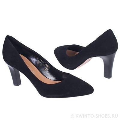 Женские черные замшевые туфли на широком каблуке 7.5 см MC-7178/767/832  nero wel
