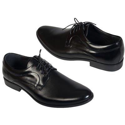 Классические мужские туфли черного цвета из натуральной кожи Kw-5245/K-179-253-136 BLACK