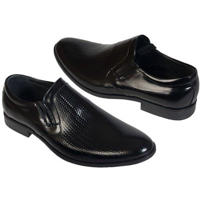 Черные кожаные мужские туфли без шнурков Kw-5503/P8-179-253-136 BLACK