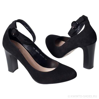 Модные замшевые туфли с ремешками вокруг щиколотки KO-5893 czarny zamsz (SL)