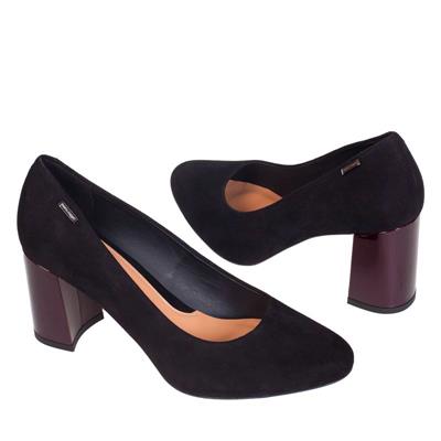 Женские замшевые черные туфли с расклешенным каблуком MC-7238/831/895 nero wel+lak23