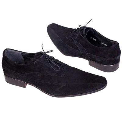 Мужские черные туфли из замши с острым мысом C-1923/89 (OP)