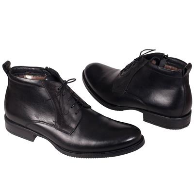 Черные мужские зимние ботинки на шнурках C-7635-ZE66-00K00 czarny