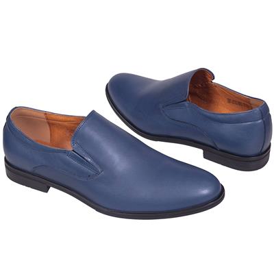 Синие мужские туфли из натуральной кожи без шнурков C-6878-0507-00S02