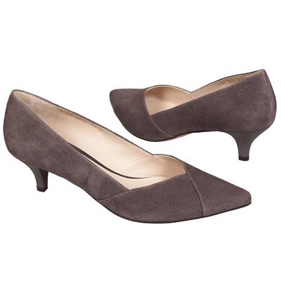 Модные серо-коричневые замшевые женские туфли на каблуке 5.5 см AN-3656 fango zam