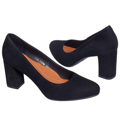 Черные замшевые женские туфли на каблуке 7.5 см MC-7336/831/896 NERO WEL