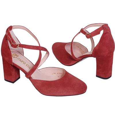 Модные терракотовые женские туфли с ремешками на каблуке 7.5 см MC-4285/831/896 WEL RUDY