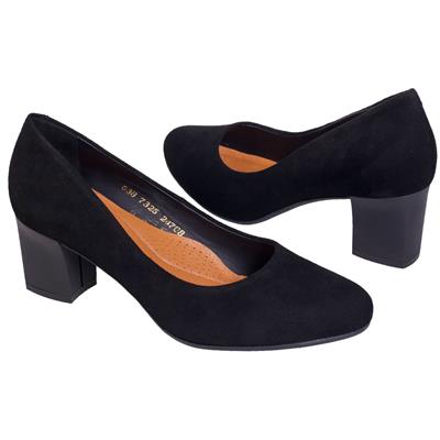 Классические черные женские замшевые туфли на каблуке 6 см MC-7325/020/205 NERO WEL