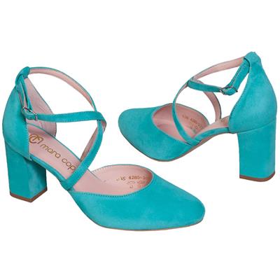 Летние женские замшевые туфли мятного цвета на каблуке 7.5 см MC-4285/831/896 MIETA WEL