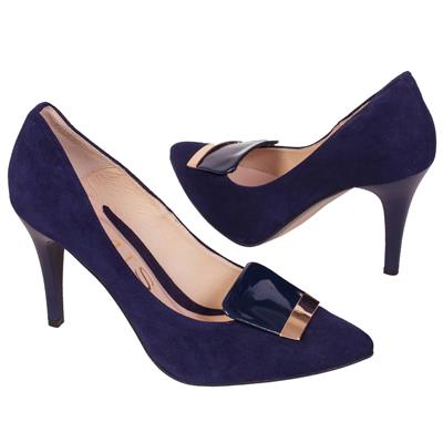 Синие замшевые женские туфли на высокой шпильке 9 см EM-7314/154 GRANAT