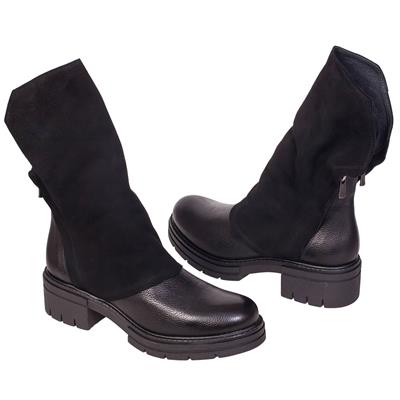 Стильные женские молодежные зимние ботинки на меху MC-2291/042/10A BUF NERO+WEL BAR