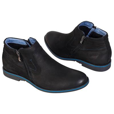 Мужские осенние ботинки из нубука с молнией на байке KW-2242/189-2337-246 black