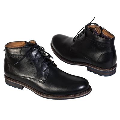 Классические черные зимние мужские ботинки из натуральной кожи на меху KW-2300/251-3047-322 black
