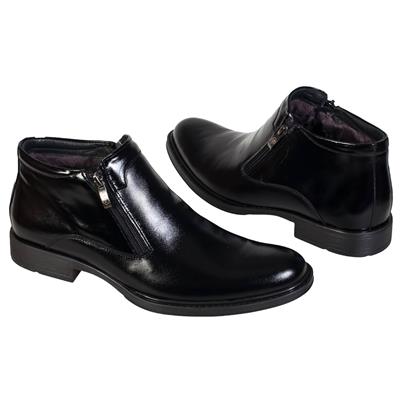 Стильные зимние мужские ботинки на натуральном меху с молнией KW-4780/K-082-138-136 black