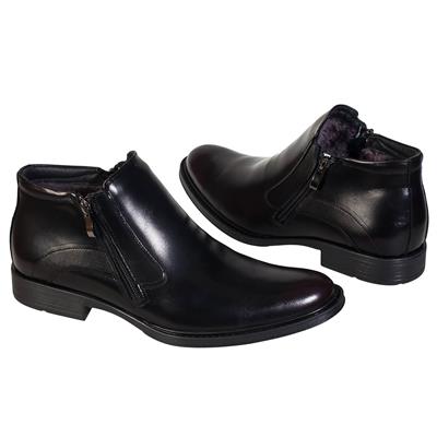 Классические зимние ботинки мужские на натуральном меху с молнией KW-2271/K-082-138-456 black