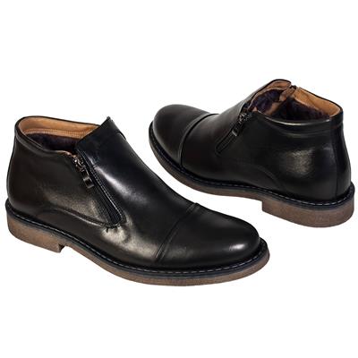Зимние мужские ботинки на меху со светлой утолщенной подошвой KW-2303/251-3424-322 black