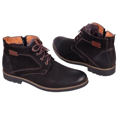 Черные мужские зимние ботинки из натурального нубука на меху RKW-820 juma czarna/AX