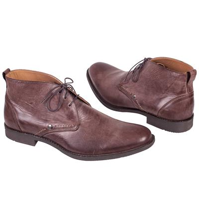 Стильные коричневые ботинки из натуральной кожи на шнурках C-2454-8_789