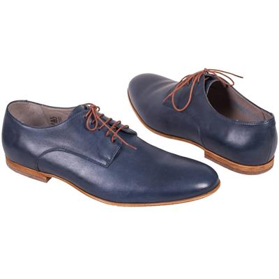 Синие мужские туфли из натуральной кожи на шнурках C-4135-S11/507