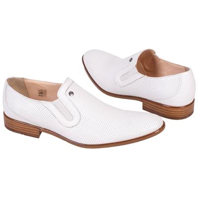 Красивые белые мужские туфли с перфорацией со светлой подошвой C-3896A8-S3/834