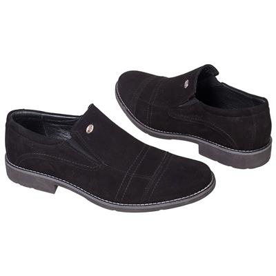 Мужские замшевые черные туфли без шнурков на резинке Kw-1936-167-166-184