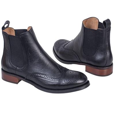Черные женские ботинки оксфорды без молнии на резинке NE-A-17218/N czarny14