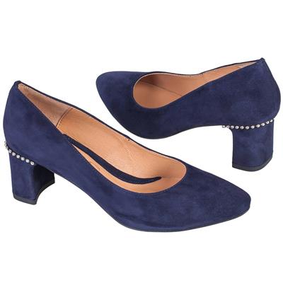 Модные женские замшевые туфли синего цвета на каблуке 6 см EM-7537/441 GRANAT ZAM