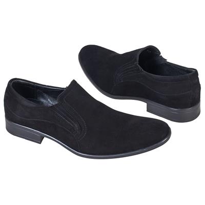 Замшевые мужские туфли черного цвета без шнурков Kw-4004-166-141-184
