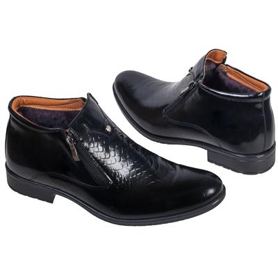 Зимние мужские ботинки кожаные на натуральном меху с молнией KW-2254/S-082-200-136 black