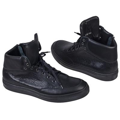 Мужские повседневные высокие кожаные кроссовки с молнией D00D-1437-ZD03-00P00