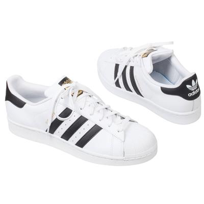 Классические белые мужские кроссовки adidas с черными полосками AD-C77124 SUPER STAR