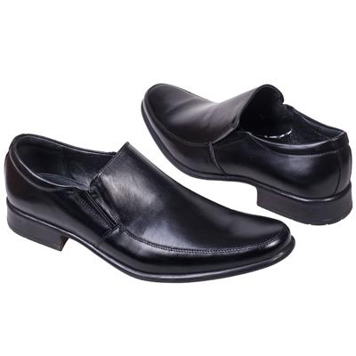 Черные классические мужские кожаные туфли без шнурков KW-460-001-001-005