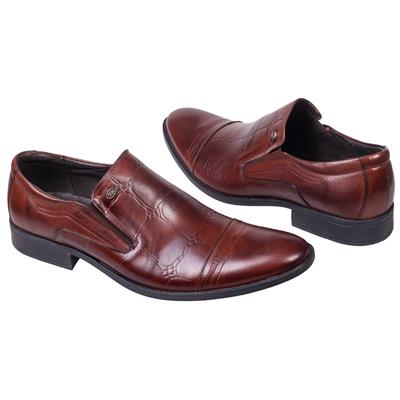 Коричневые туфли мужские из натуральной кожи без шнурков KW-4129/M-166-176-105/1